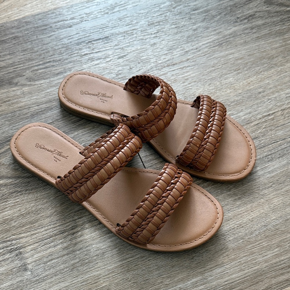 Universal Thread Brown Woven Slide Sandals